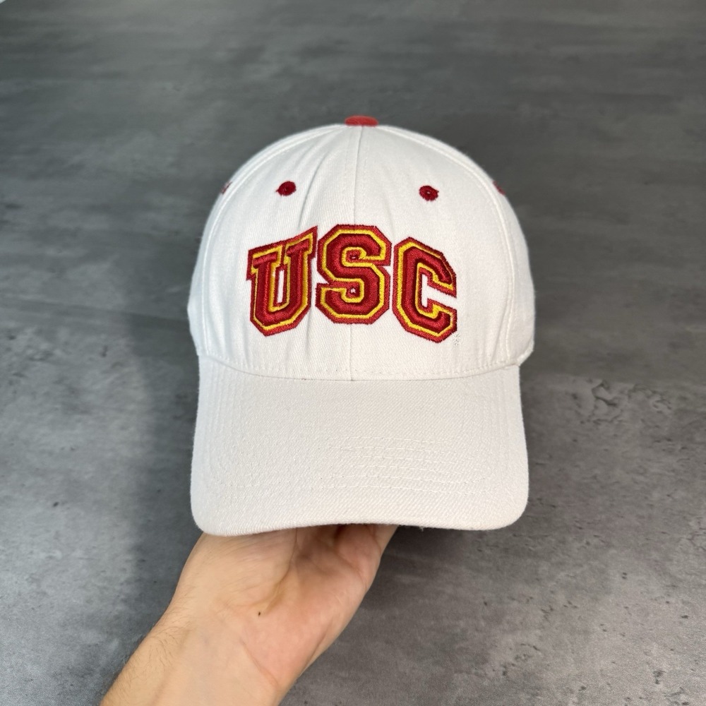 USC Trojans Hat White Flex Fitted Stretch White Baseball Cap Southern California - Picture 2 of 7